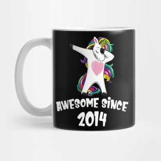 Awesome Since 2014 Birthday Dabbing Unicorn Mug